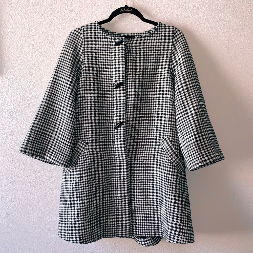 ✨ H&M Luxurious Wool Black Checkered Pea Coat